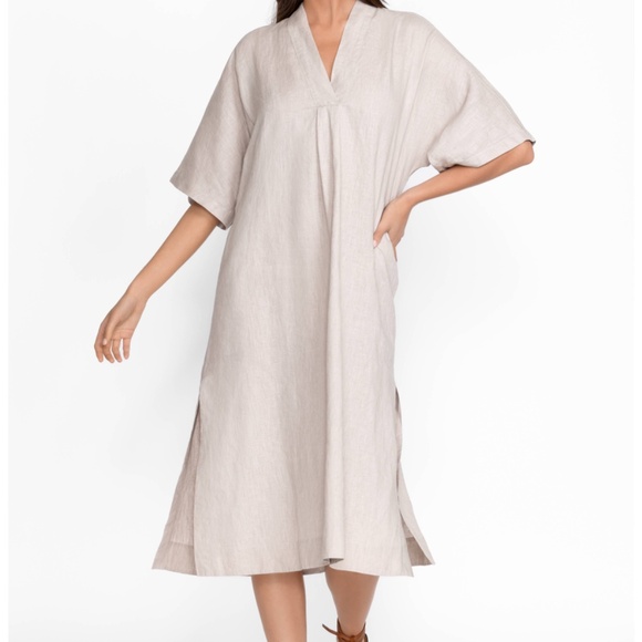 Johnny Was Calme Linen V‑Neck Kaftan Midi Dress NWOT size medium - Picture 11 of 13